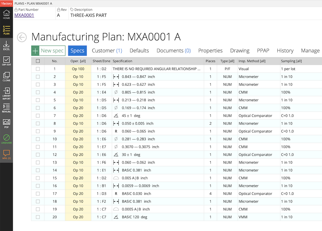 1factory Control Plan