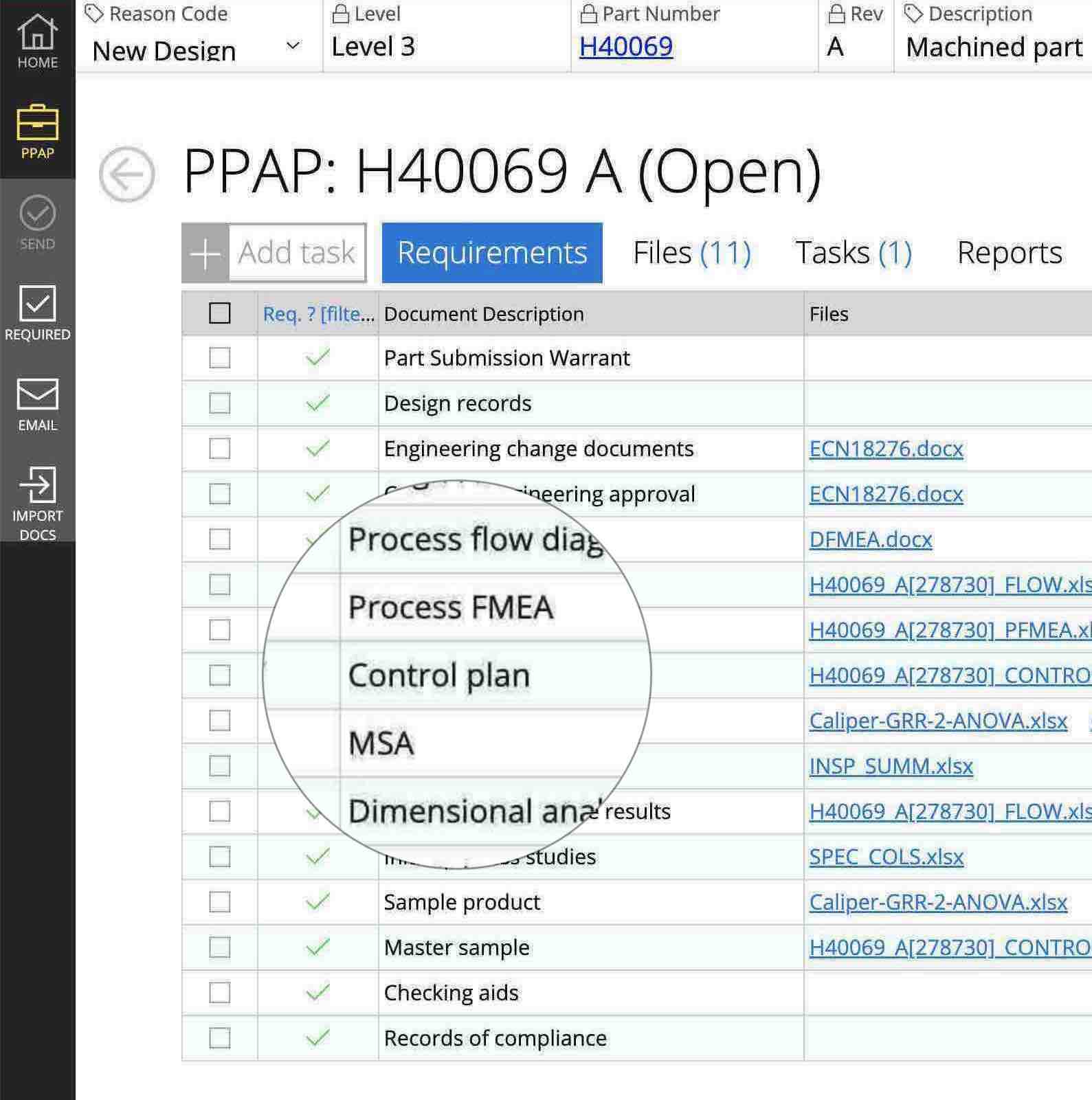 1factory PPAP (Production Part Approval Process) software